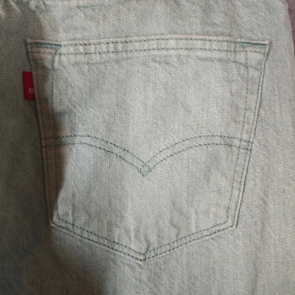 Levi 501 Jeans Mens 32x34 Green White Oak Cone Denim Button Fly Straight Leg